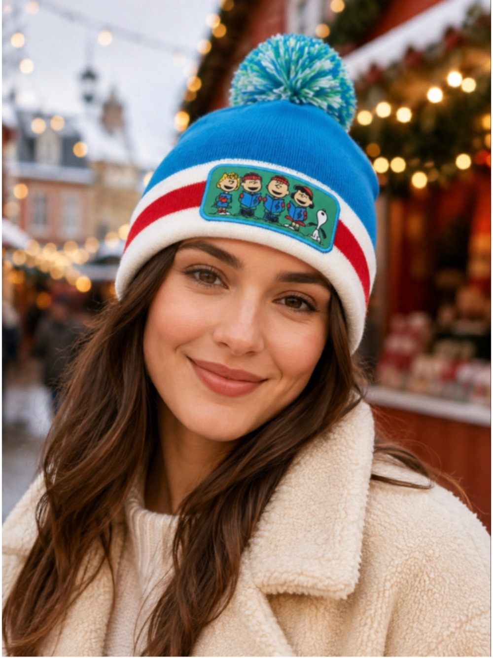 Peanuts Snoopy Christmas Carolers Pom Beanie Adult Unisex New With Tags